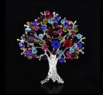 Broche - livets træ - flere farver, sølv 404